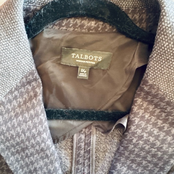 Talbots Women's Gray and Black Houndstooth Blazer Elbow Patches Size XL - Picture 8 of 8